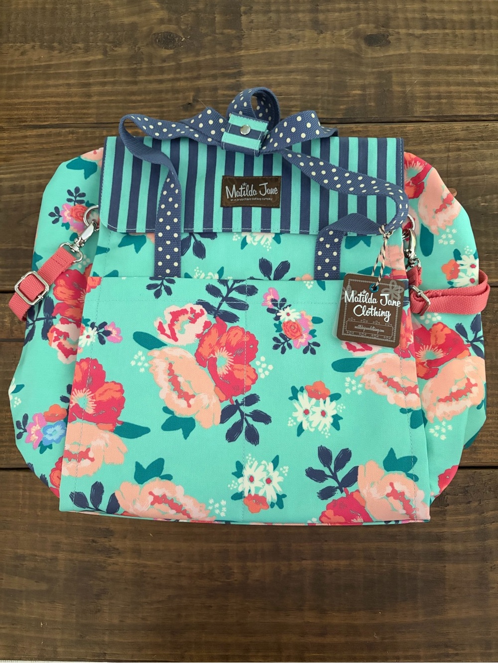 Matilda Jane Teal Floral Diaper Bag